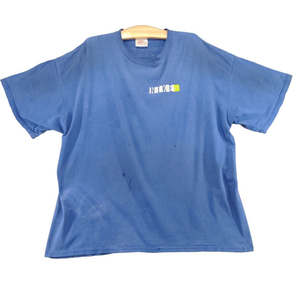 Vintage Nike Just Do It Graphic Swoosh Distressed T Shirt Double Sided Size XXL